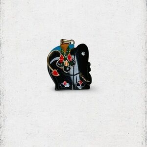 4544u. Enamel Black Elephant Pendant with Colorful Accents